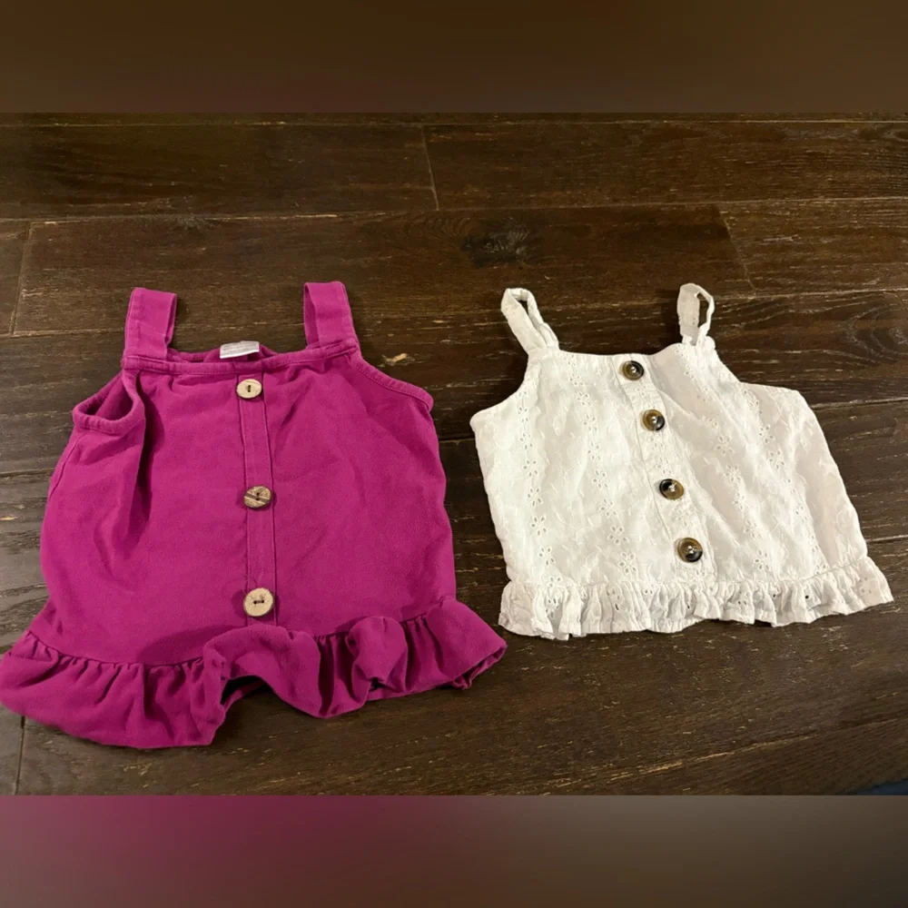 Kids Sleeveless Romper Set - Pink and White
